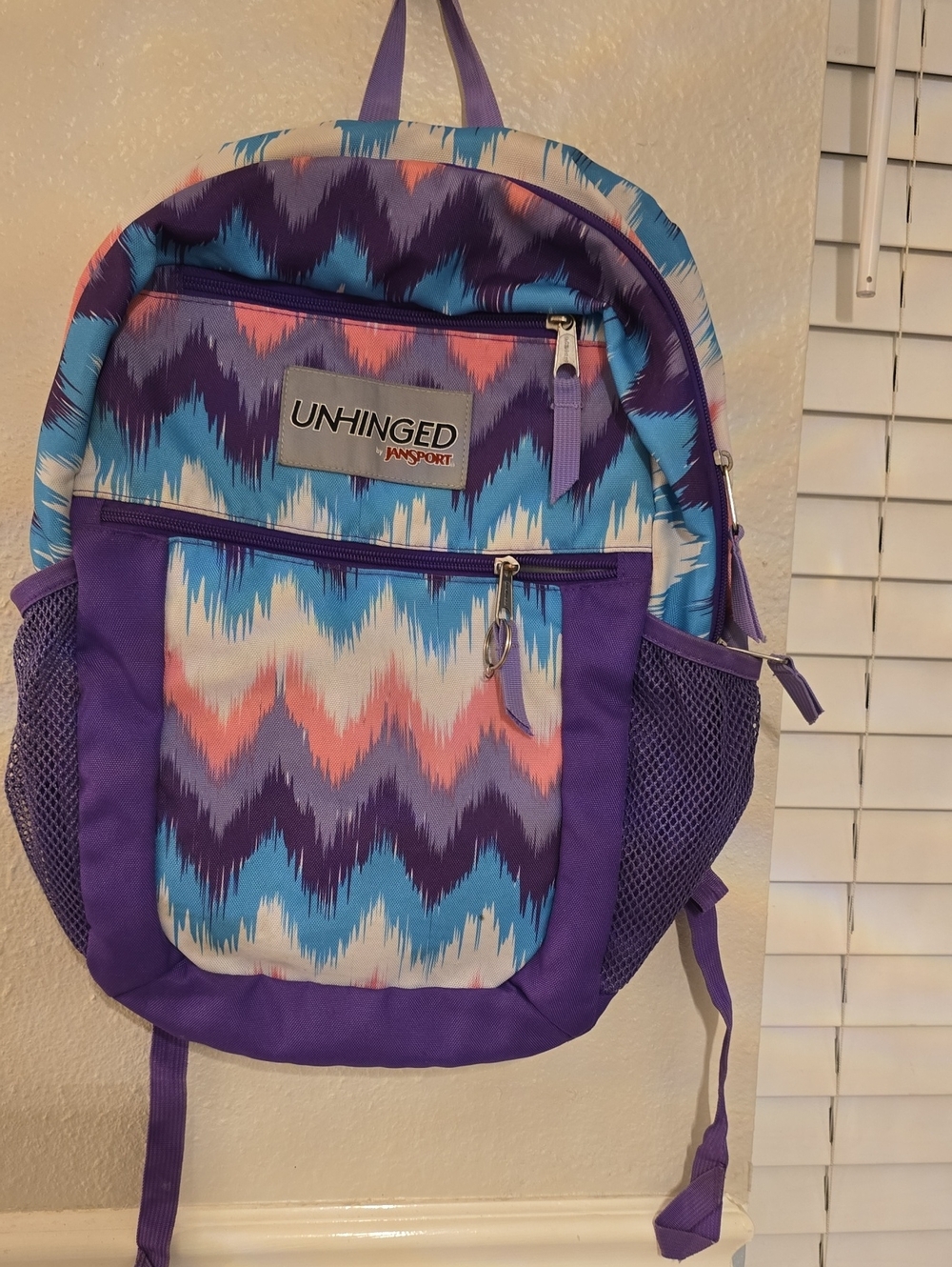 JanSport Unhinged Purple Chevron Pattern Backpack